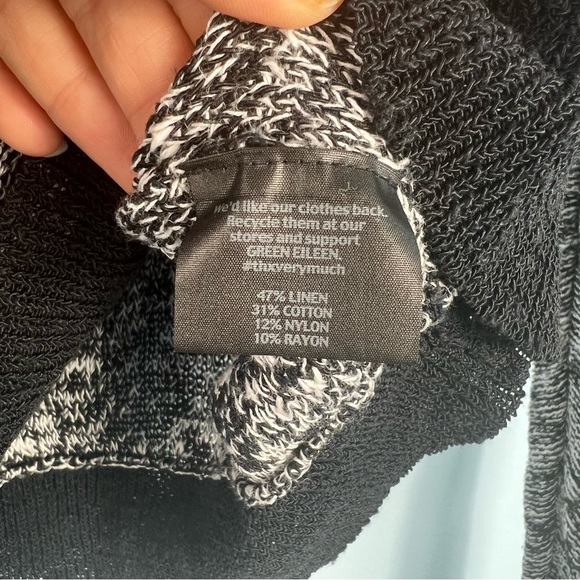 Eileen Fisher Melange Linen Twist Pullover Knit Sweater Size Small Black Casual - Picture 9 of 9